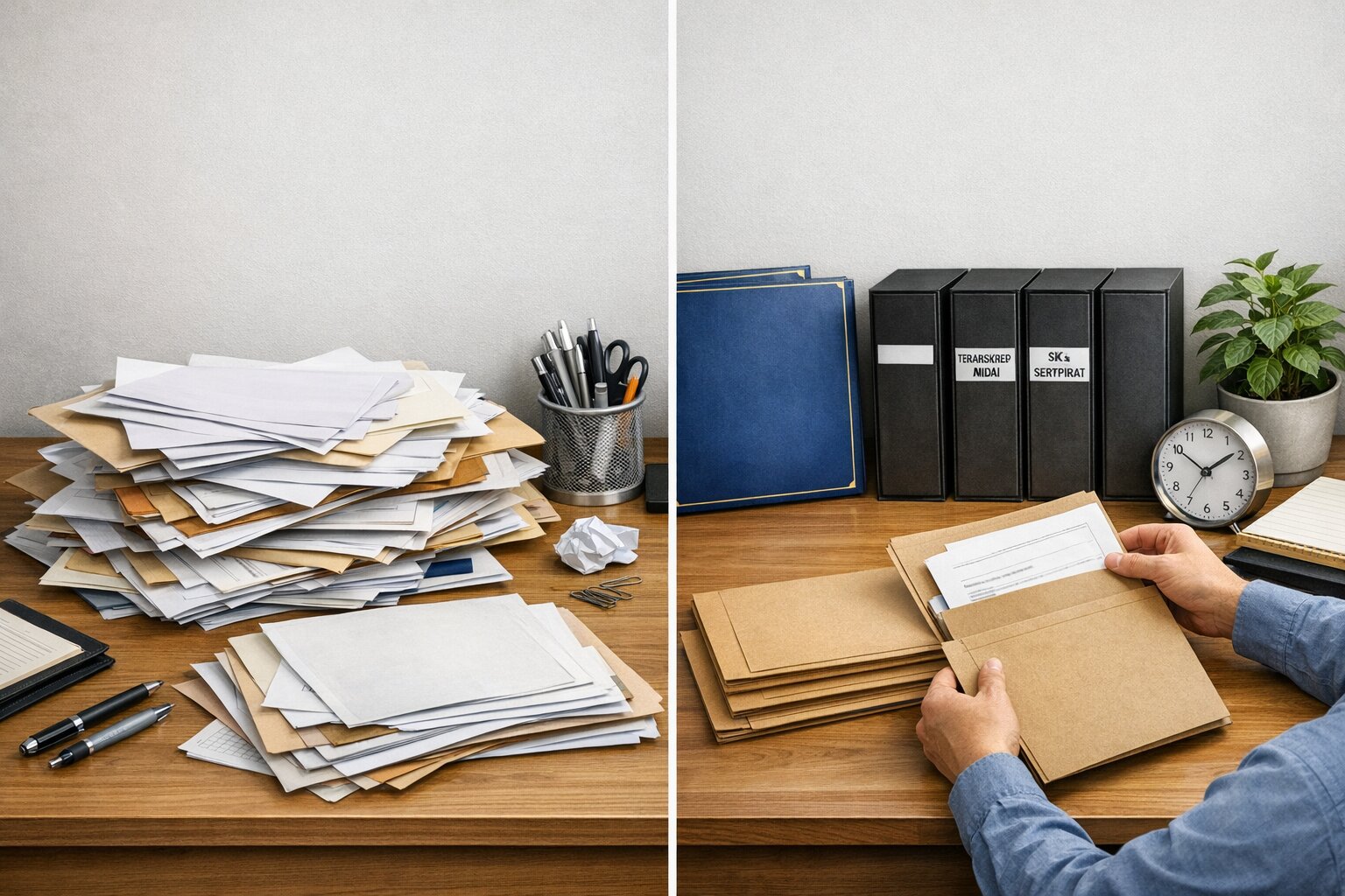 Penyimpanan ijazah rapi menggunakan label map untuk arsip dokumen penting