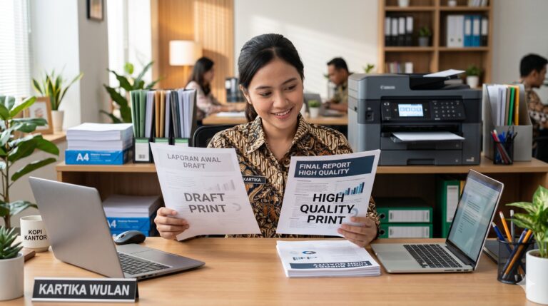 Perbandingan hasil cetak draft dan high quality pada printer untuk memilih setting printer yang tepat