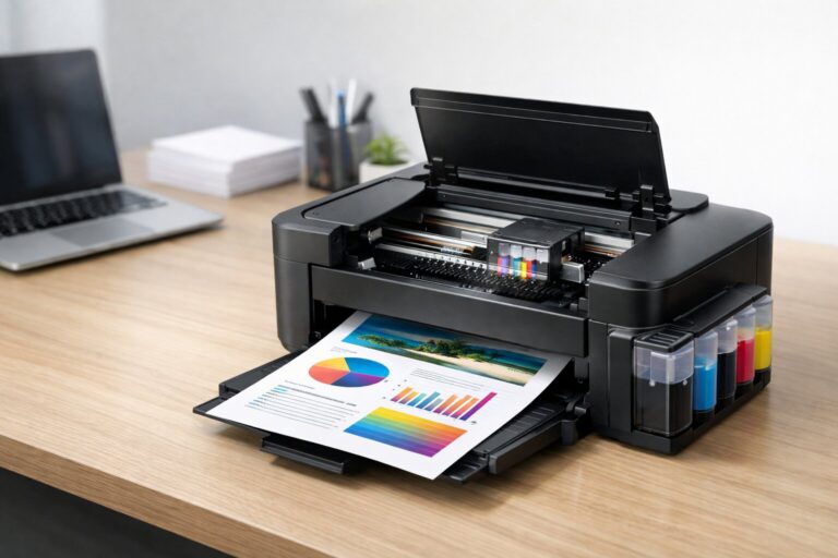Cara kerja teknologi pada printer inkjet modern saat mencetak dokumen berwarna